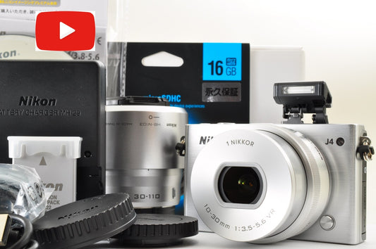 [Top Mint+++ SC: 8] Nikon 1 J4 Silver Double Zoom Kit 10-30mm VR & 30-110mm JPN