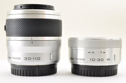 [Top Mint+++ SC: 8] Nikon 1 J4 Silver Double Zoom Kit 10-30mm VR & 30-110mm JPN