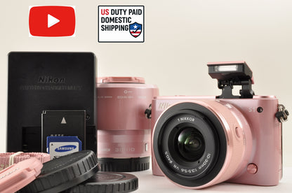 RARE! [Mint+] Nikon 1 S1 PINK Mirrorless Digital Camera  W zoom kit US OR Stock