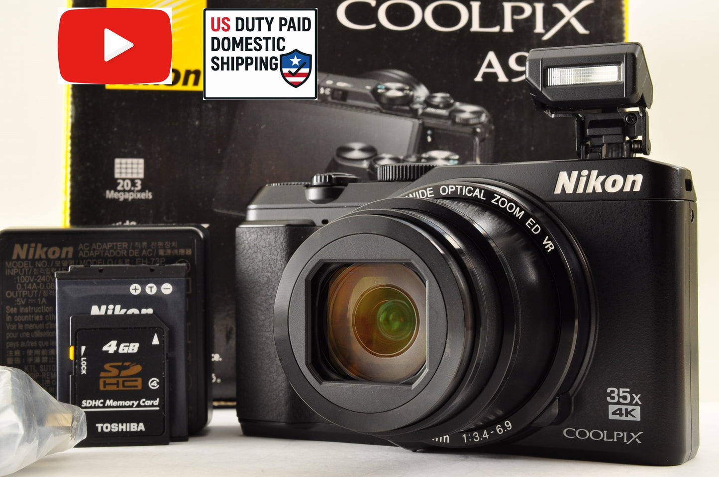 [Top Mint+ in BOX] Nikon COOLPIX A900 Black 20.3MP Compact Digital Camera OR US