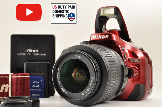 [Mint+++] Nikon D5200 RED 24.1MP Digital SLR Camera 18-55mm VR Lens kit US Stock