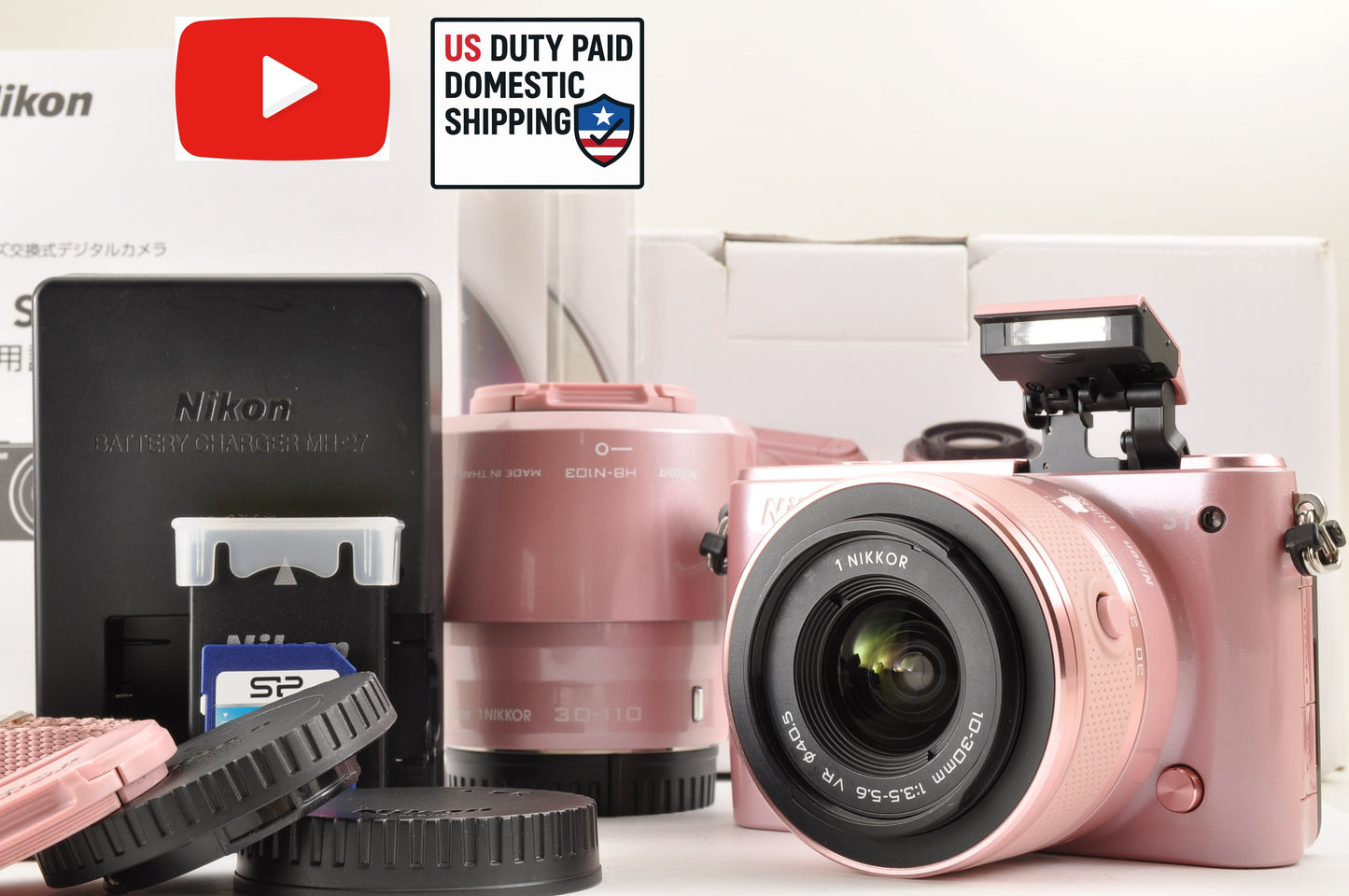 RARE! [Mint+] Nikon 1 S1 PINK Mirrorless Digital Camera  W zoom kit Ship from US