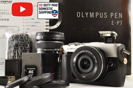 [Top Mint+] OLYMPUS PEN E-P7 Mirrorless Camera Silver W zoom lens Kit US Stock