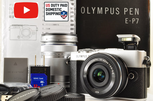 [US Duty Paid] OLYMPUS PEN E-P7 Mirrorless Camera Silver W zoom lens Kit US ship