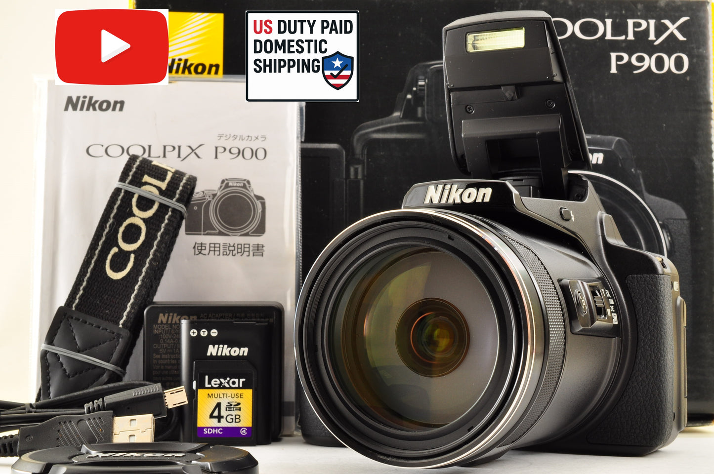 [Top Mint+] Nikon COOLPIX P900 Black 83x zoom 16MP Compact Digital Camera US OR