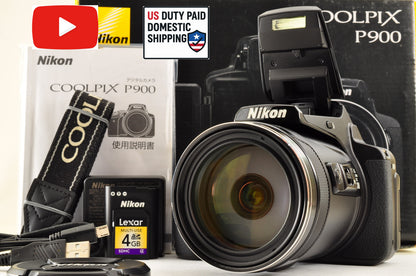 [Top Mint+] Nikon COOLPIX P900 Black 83x zoom 16MP Compact Digital Camera US OR