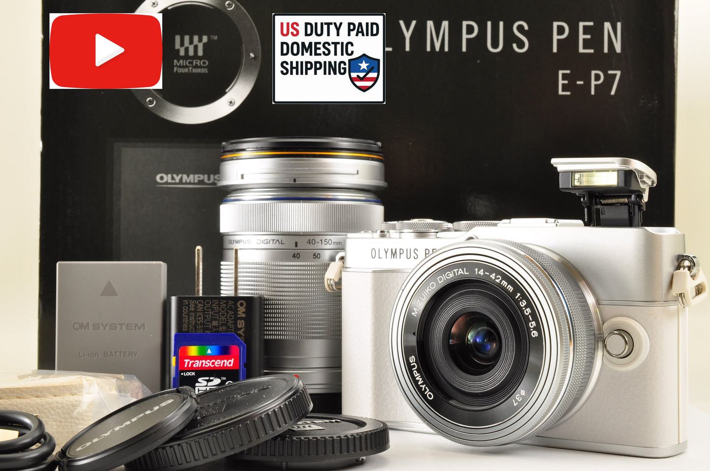 [Top Mint+++] OLYMPUS PEN E-P7 Mirrorless Camera White W zoom lens Kit US ships