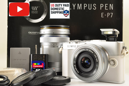 [Top Mint+++] OLYMPUS PEN E-P7 Mirrorless Camera White W zoom lens Kit US ships