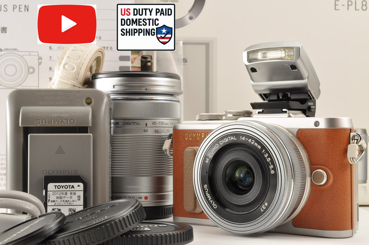 [Top Mint+ SC: 2600] OLYMPUS PEN E-PL8 BROWN w/14-42mm & 40-150mm Lens US Ships