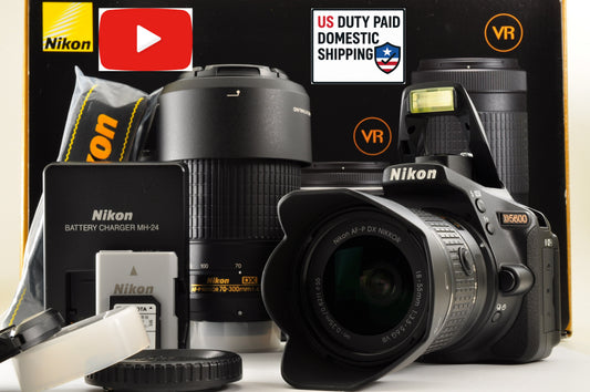 [Top Mint+] Nikon D5600 DSLR Camera AF-P 18-55mm & 70-300mm VR Lens Kit US OR