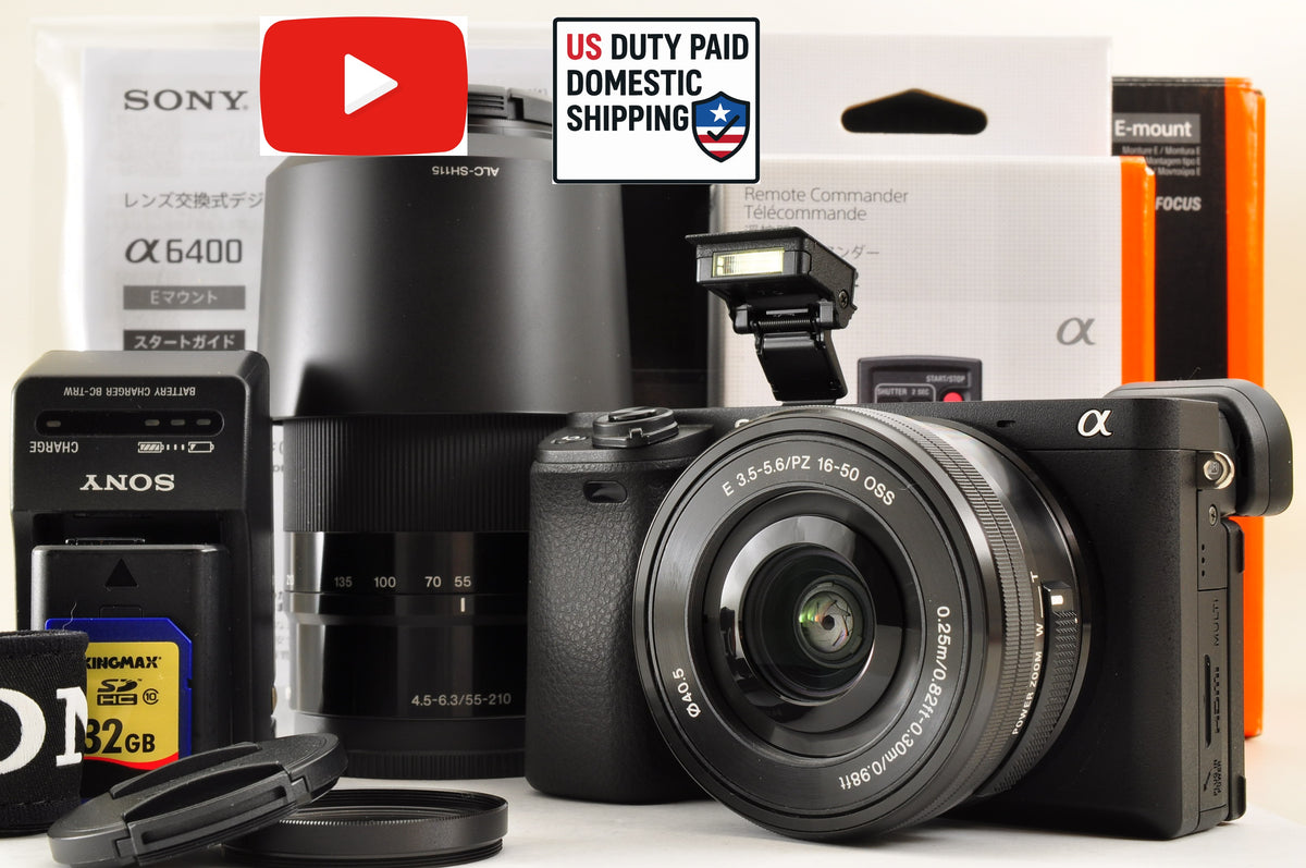 [Top Mint+++ SC: 505] SONY A6400 ILCE-6400Y Black w/ SELP1650 SEL55210 US Ships