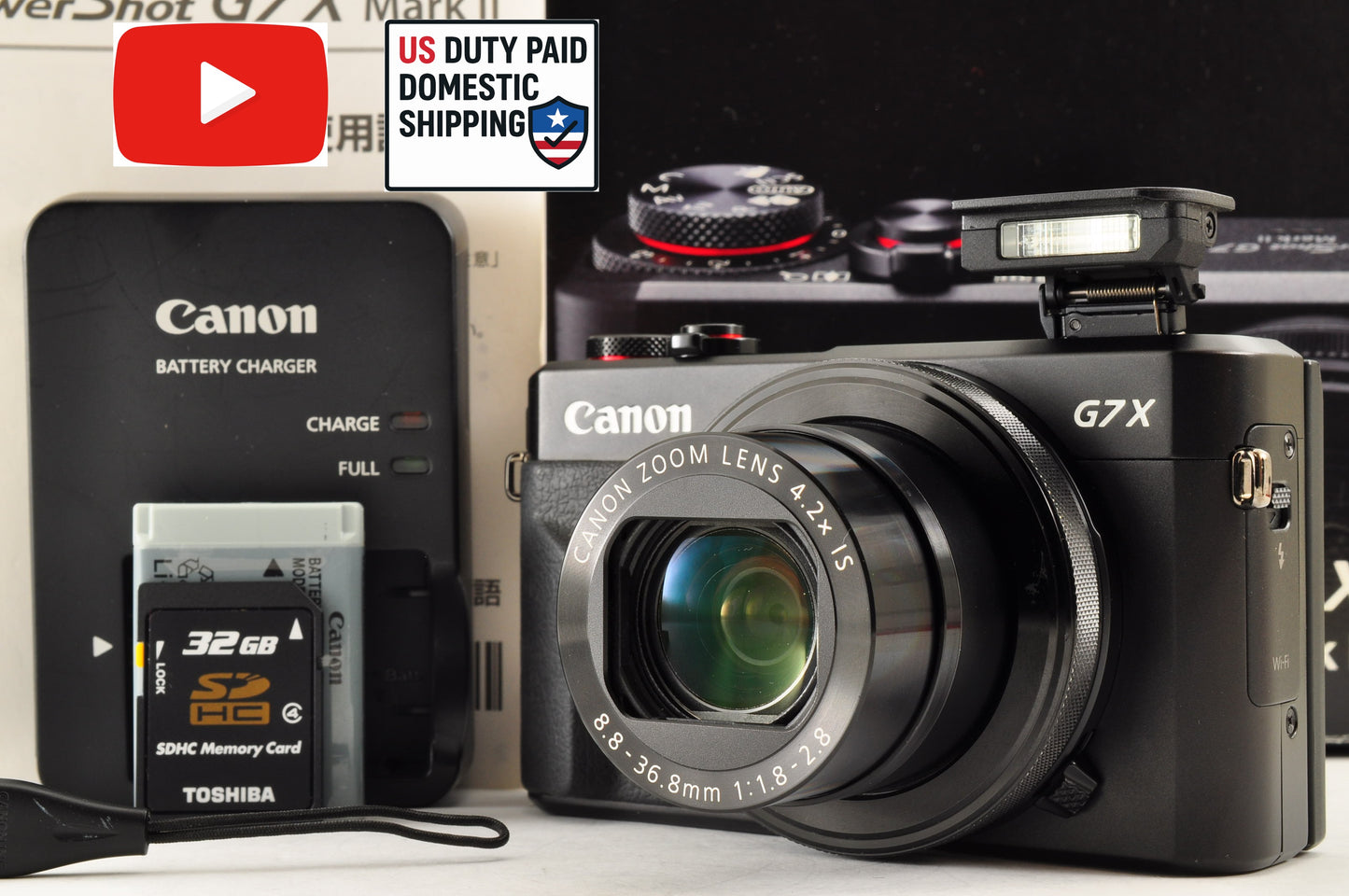 [US Duty Paid] Canon PowerShot G7X Mark II 20.1MP Compact Digital Camera US Ship