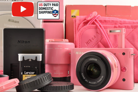 [Mint+++ SC:1653] Nikon 1 J1 Pink 10.1MP Mirrorless Camera 10-30mm & 30-110mm US