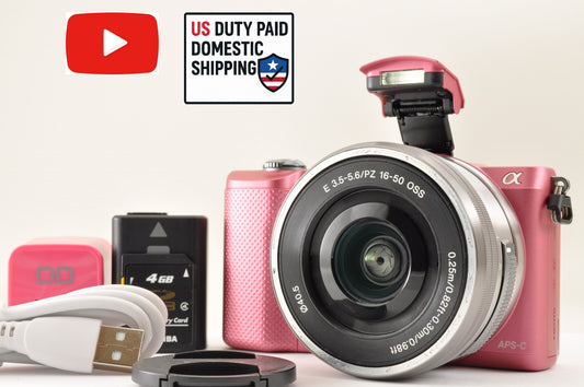[US Duty Paid] SONY Alpha A5000 Digital Camera PINK & SELP1650 Lens English OK!