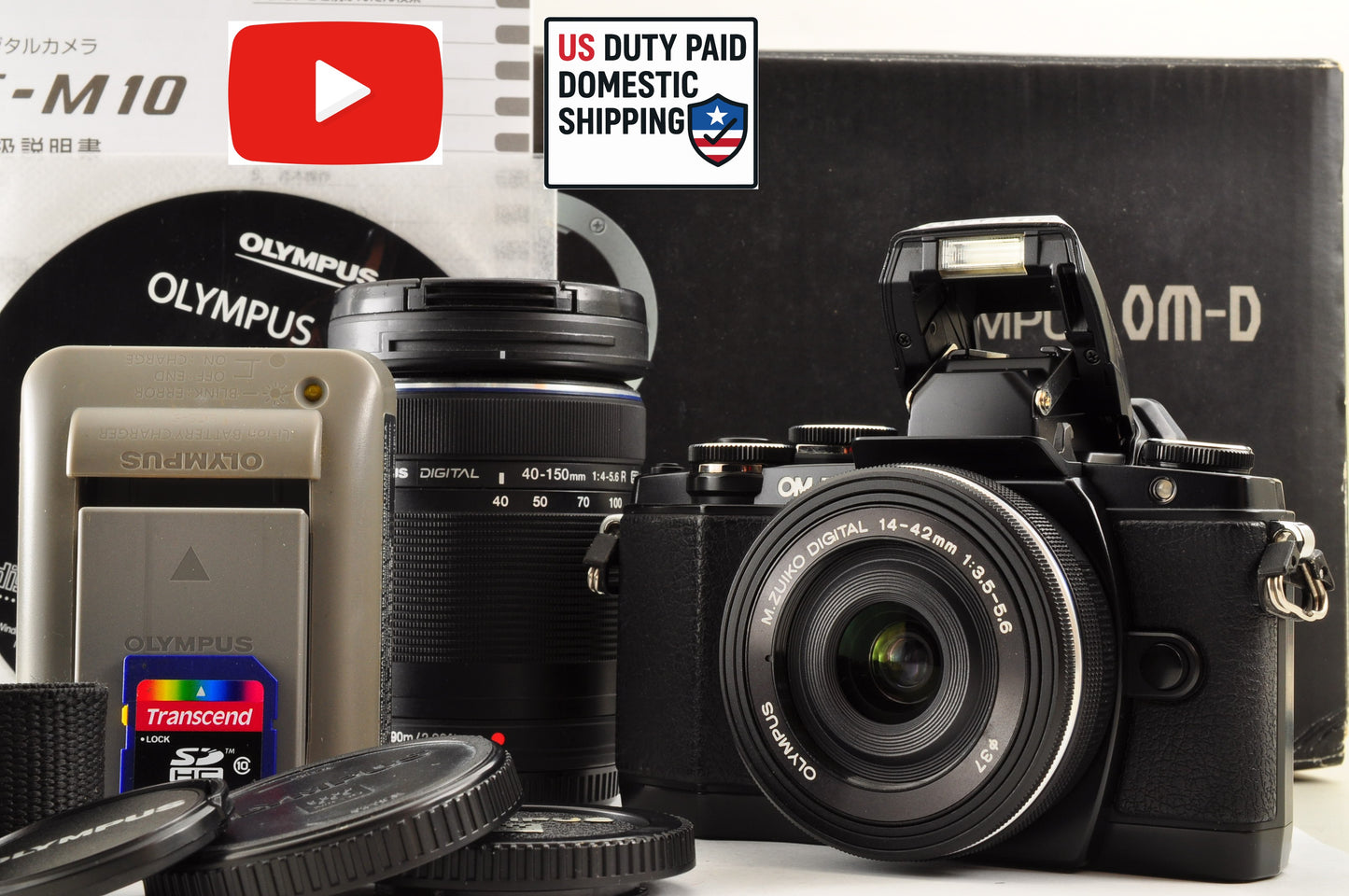 [US Duty Paid] OLYMPUS OM-D E-M10 Mirrorless Camera w/ 14-42mm 40-150mm Lens US