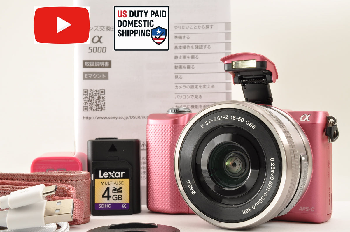 [Top Mint+] SONY Alpha A5000 Digital Camera PINK & SELP1650 Lens English OK!
