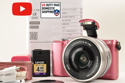 [Top Mint+] SONY Alpha A5000 Digital Camera PINK & SELP1650 Lens English OK!