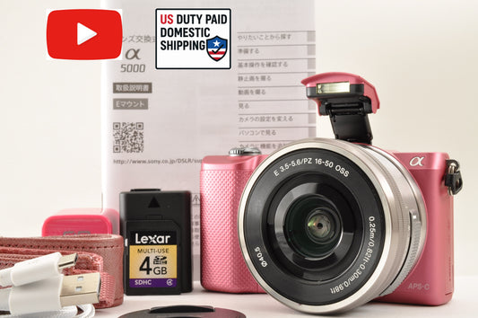 [Top Mint+] SONY Alpha A5000 Digital Camera PINK & SELP1650 Lens English OK!