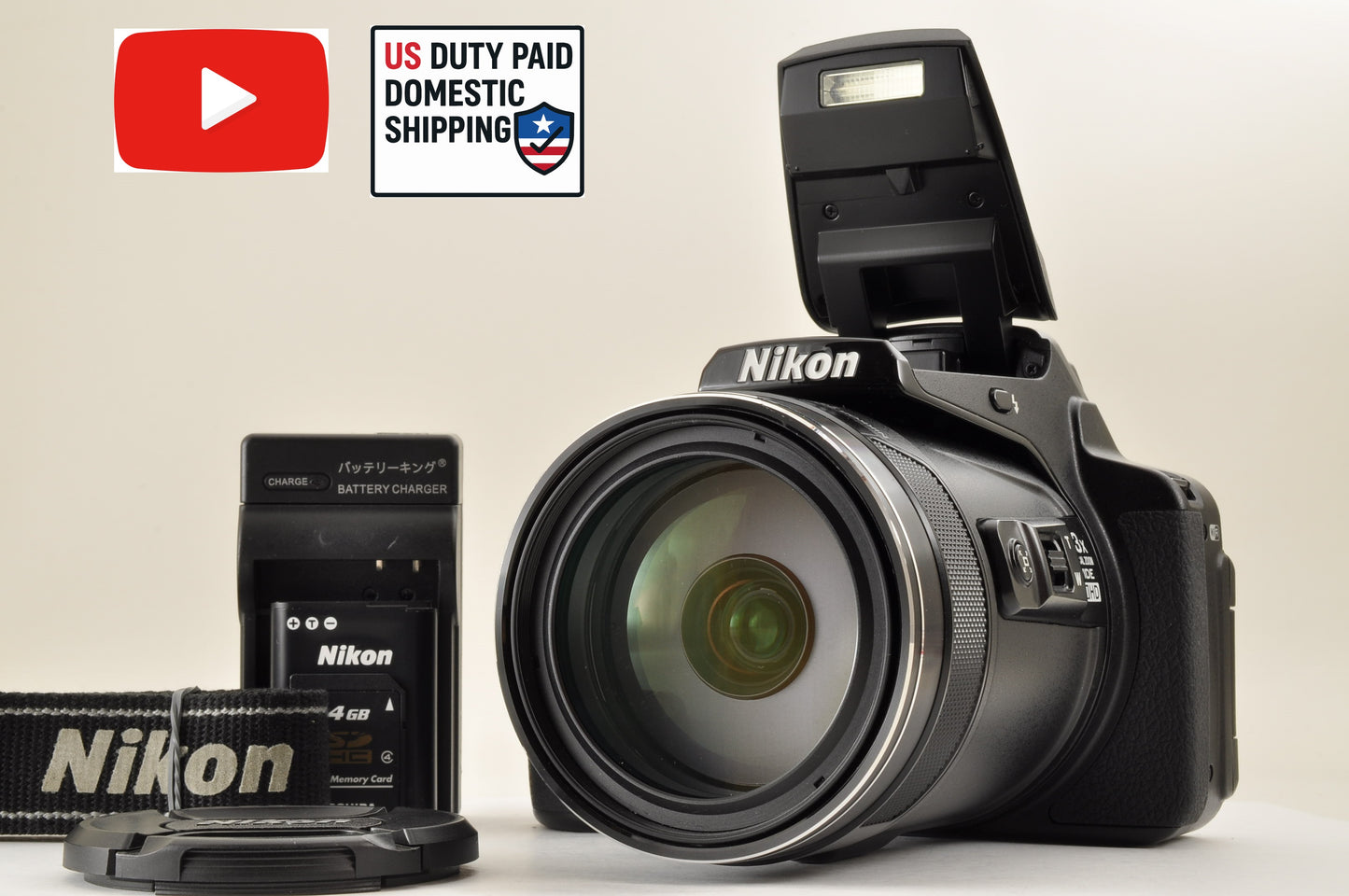 [Top Mint] Nikon COOLPIX P900 Black 83x zoom 16MP Compact Digital Camera US Ship