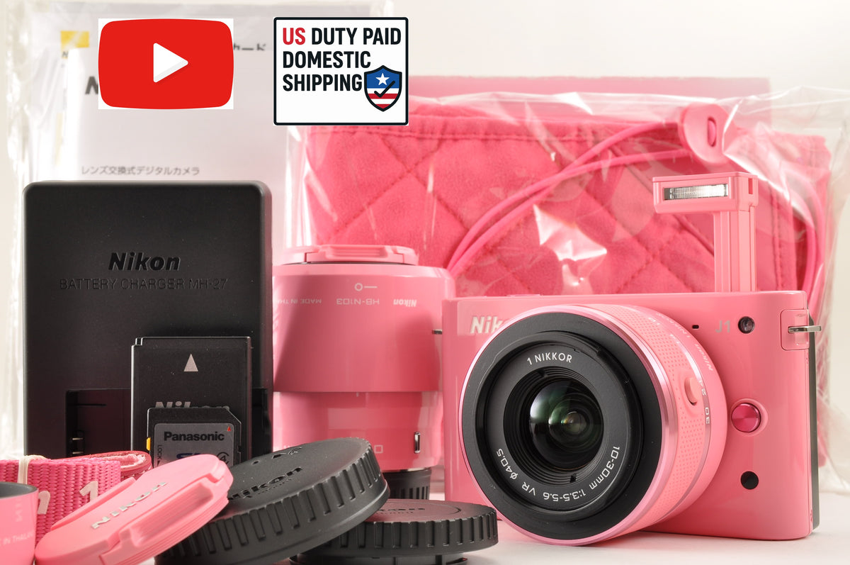 [Top Mint+] Nikon 1 J1 Pink 10.1MP Mirrorless Camera 10-30mm & 30-110mm US OR