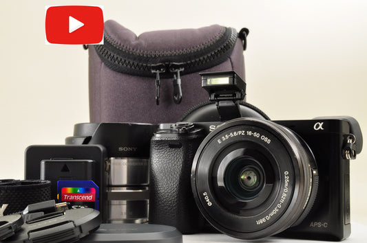 [Mint] SONY Alpha A6000 Mirrorless Camera Silver w/ SELP1650 & SEL16F28 USA