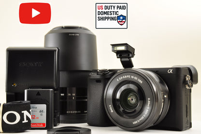 [Top Mint+++ SC:4632] SONY A6400 ILCE-6400Y Black w/ SELP1650 SEL55210 US Stock