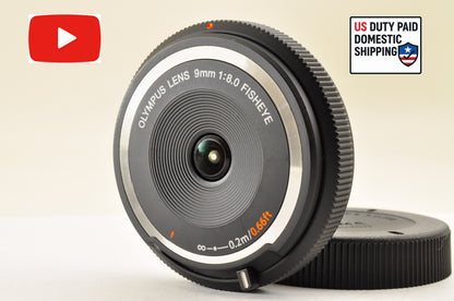 [Mint+++] OLYMPUS Fisheye Body Cap Lens Black 9mm f/8.0 BCL-0980 Wide Angle USA