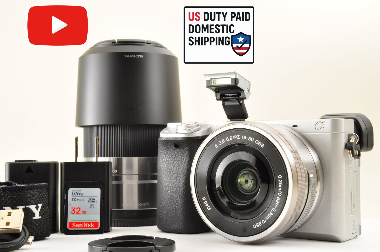 [Top Mint+ Count: 2004] Sony ILCE-6400Y a6400 Silver w/ SELP1650 SEL55210 USA