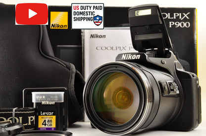 [Top Mint+] Nikon COOLPIX P900 Black 83x zoom 16MP Compact Digital Camera US OR