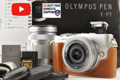 [Top Mint+++] OLYMPUS PEN E-P7 Mirrorless Camera White W zoom lens Kit US ships