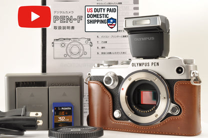 [Top Mint+++] Olympus PEN-F 20.3MP Digital Mirrorless Silver Body SC: 405 US OR