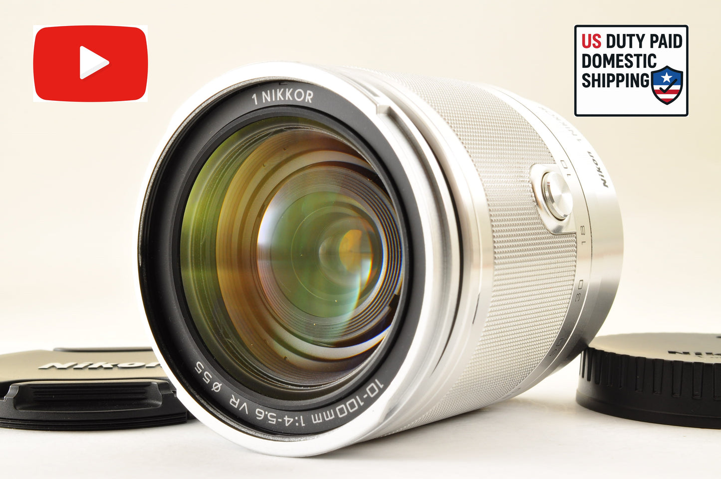 [Top Mint+] Nikon 1 NIKKOR 10-100mm F/4-5.6 VR ZOOM Lens Silver Ship from USA