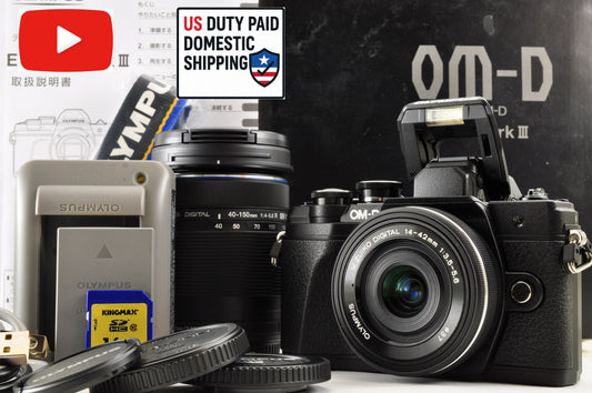 [US Duty Paid] OLYMPUS OM-D E-M10 Mark III BLACK 14-42mm EZ & 40-150mm from USA