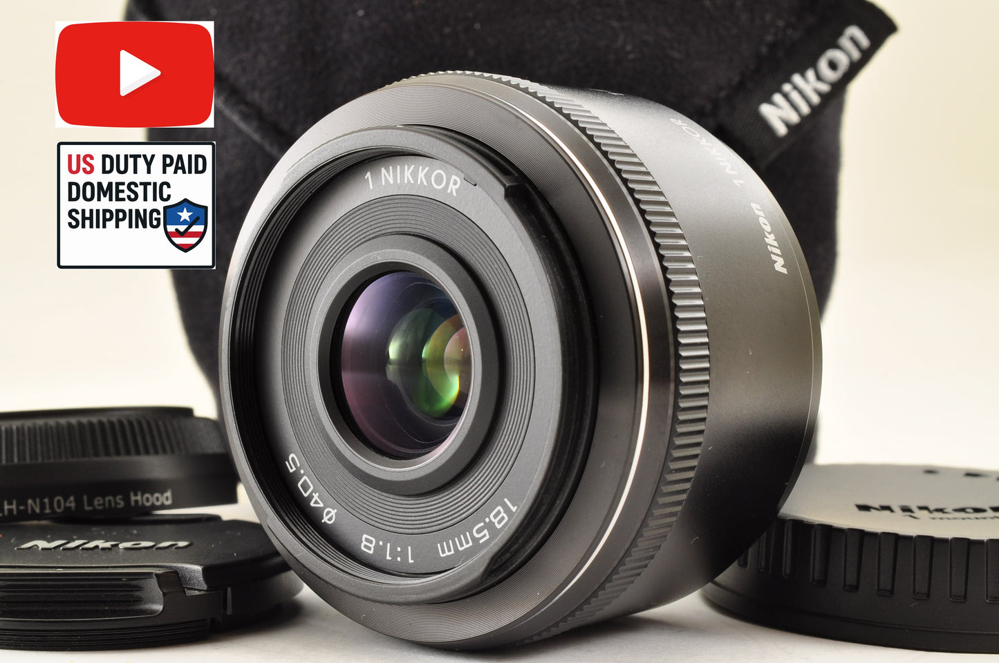 [US Duty Paid] Nikon 1 Nikkor 18.5mm F/1.8 BLACK Lens for Nikon 1 mount US Ship