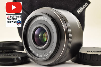 [US Duty Paid] Nikon 1 Nikkor 18.5mm F/1.8 BLACK Lens for Nikon 1 mount US Ship