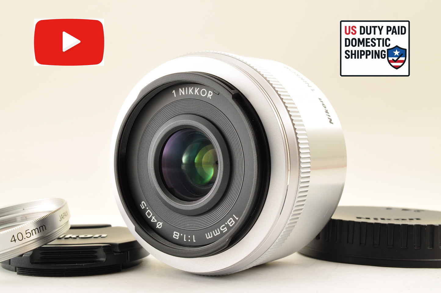 [US Duty Paid] Nikon 1 Nikkor 18.5mm F/1.8 Silver Lens for Nikon 1 mount US Ship