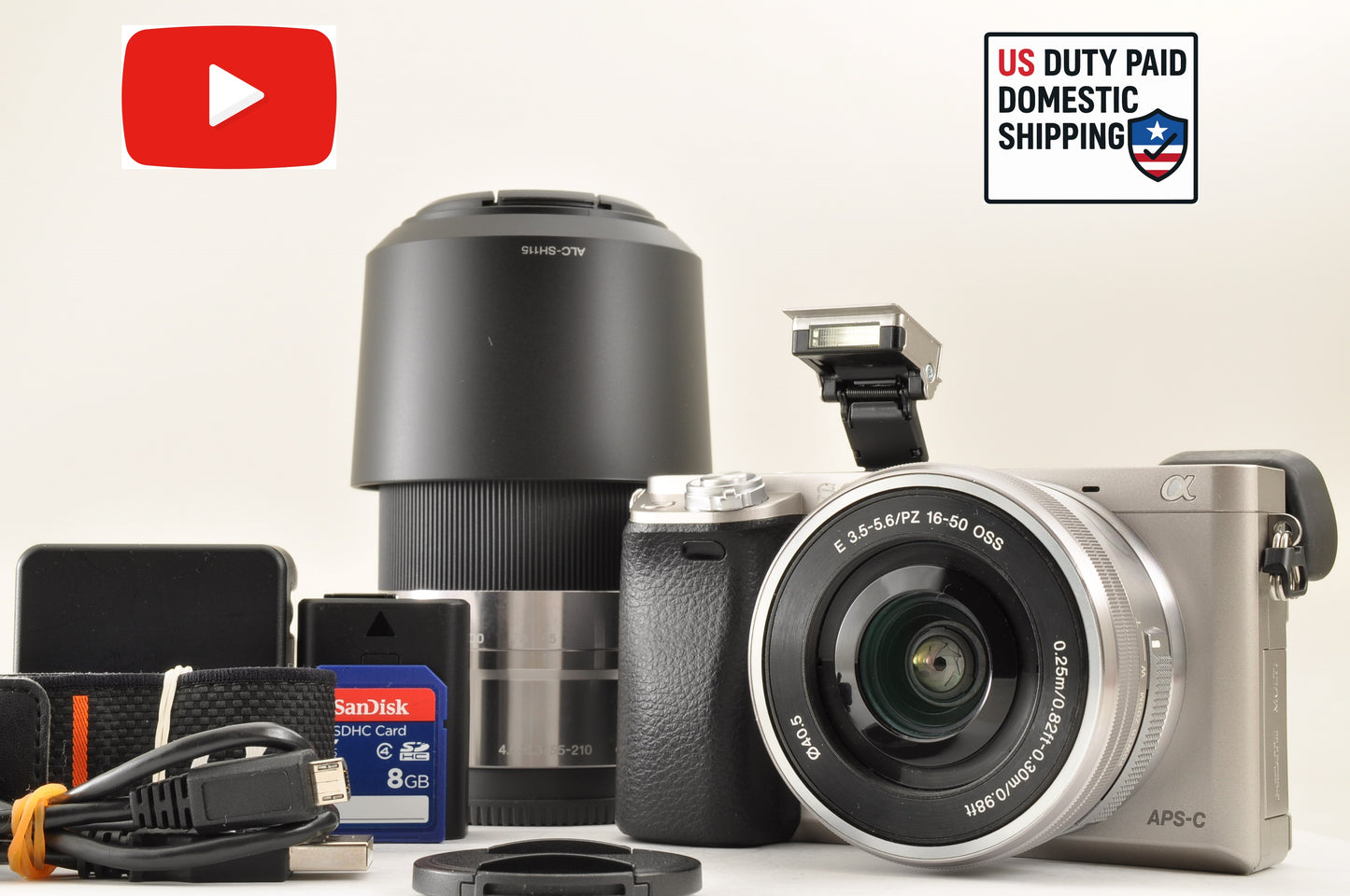 [US Duty Paid] SONY A6000 ILCE-6000Y SILVER w/ SELP1650 & SEL55210 SC:10320 USA