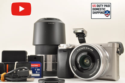 [US Duty Paid] SONY A6000 ILCE-6000Y SILVER w/ SELP1650 & SEL55210 SC:10320 USA