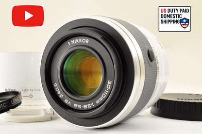[Mint+++] Nikon 1 NIKKOR 30-110mm f/3.8-5.6 VR White Zoom lens Ship from USA
