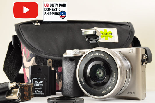 [US Duty Paid] Sony A6000 ILCE-6000Y Silver w/ SELP1650 Lens kit SC:1696 US Ship