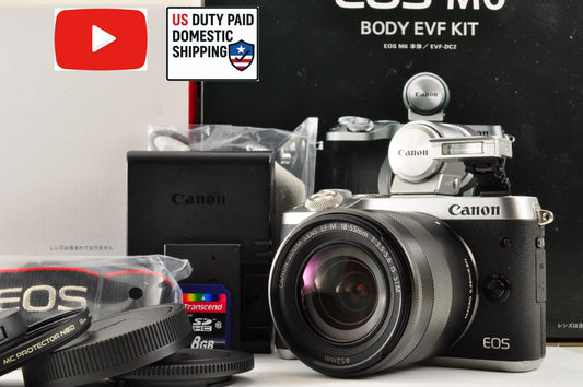 [Mint+++] Canon EOS M6 Silver Mirrorless Camera EF-M 18-55mm Lens & EVF-DC2 USA