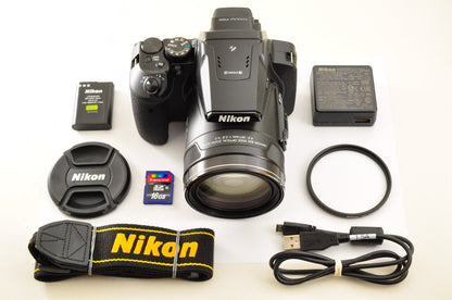 [Top Mint+] Nikon COOLPIX P900 Black 83x zoom 16MP Compact Digital Camera USA