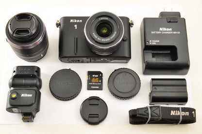 [Mint+++] Nikon 1 V1 Black Mirrorless Camera 10-30mm & 30-110mm W zoom Lens Kit