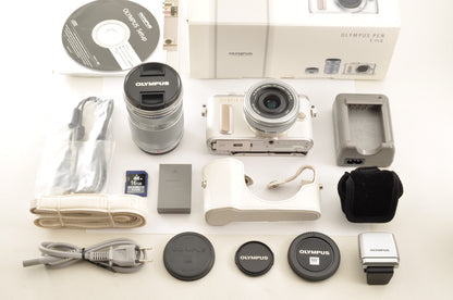 [Top Mint+ SC: 2969] OLYMPUS PEN E-PL8 White w/14-42mm & 40-150mm Lens US Ships