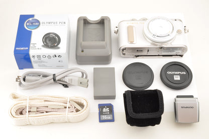 [Top Mint Count: 152] OLYMPUS PEN E-PL8 White & 15mm F/8 Body cap Lens USA