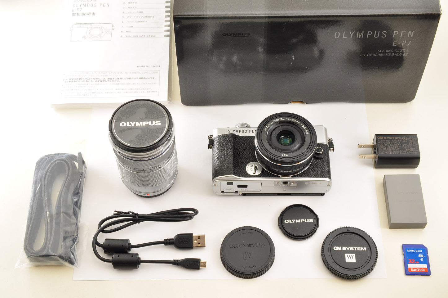 [US Duty Paid] OLYMPUS PEN E-P7 Mirrorless Camera Silver W zoom lens Kit US ship