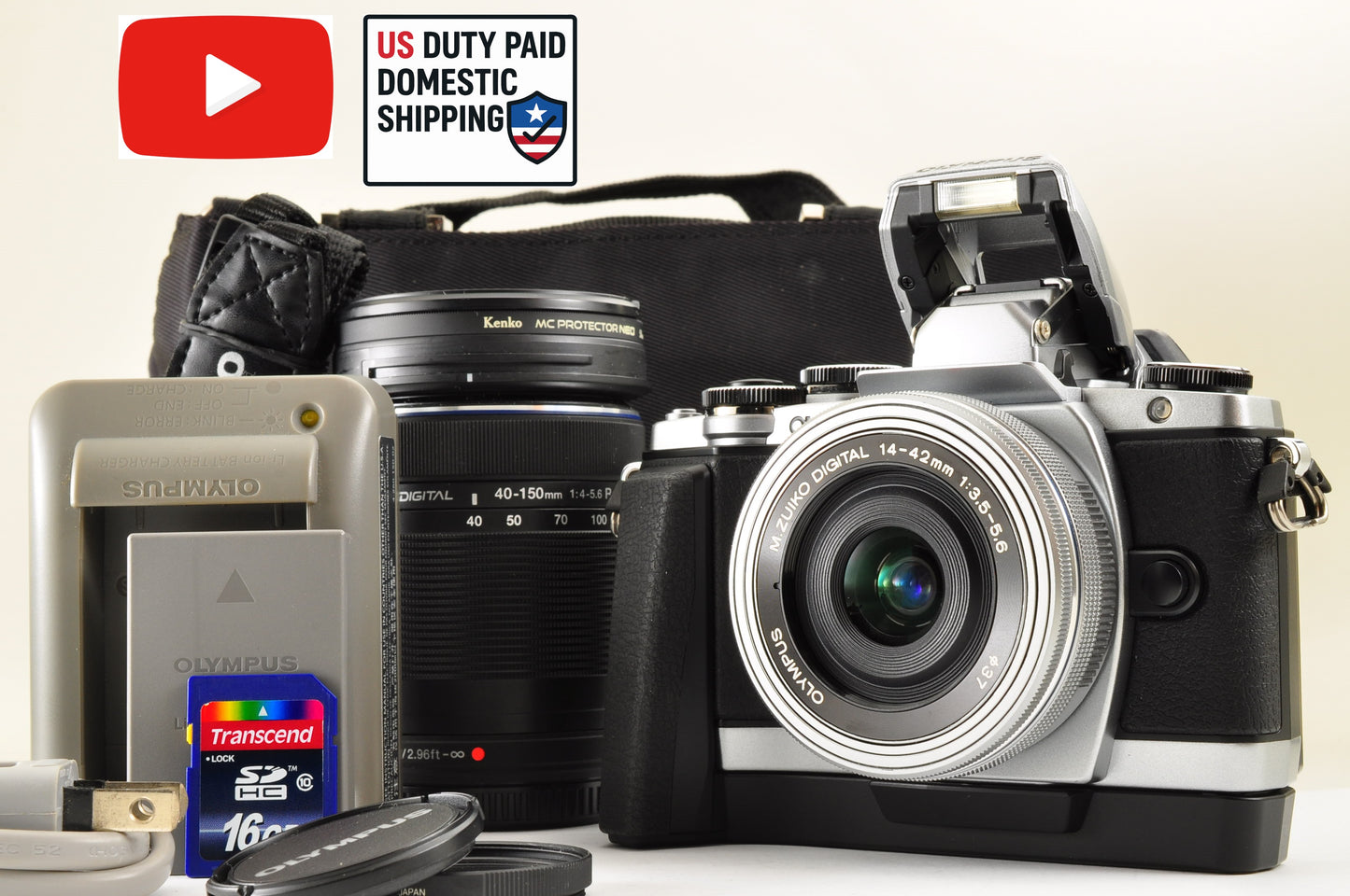 [US Duty Paid] OLYMPUS OM-D E-M10 Mirrorless Camera w/ 14-42mm 40-150 Lens USA