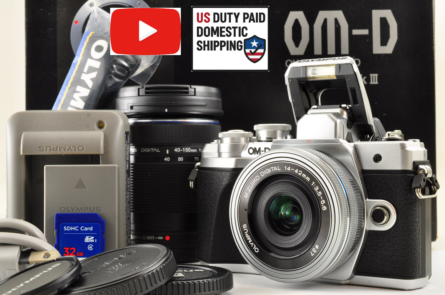 [Top Mint+ 105 Shot] Olympus OM-D E-M10 Mark III Silver 14-42 /40-150mm kit USA