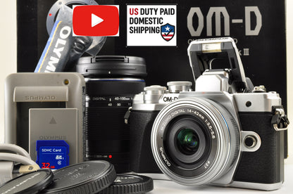 [Top Mint+ 105 Shot] Olympus OM-D E-M10 Mark III Silver 14-42 /40-150mm kit USA