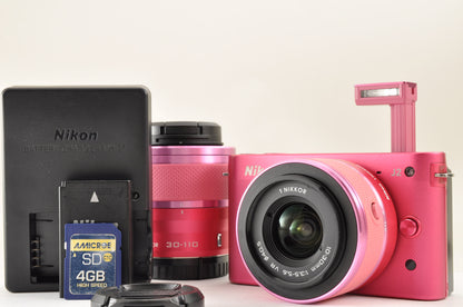[US Duty Paid] Nikon 1 J2 Pink Digital Camera 10-30mm & 30-110mm Lens US Ships